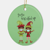 2020 wurde aus dem ethnischen Elf der Covid-Gesich Keramik Ornament (Links)