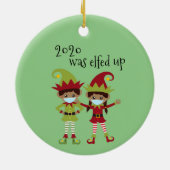 2020 wurde aus dem ethnischen Elf der Covid-Gesich Keramik Ornament (Hinten)