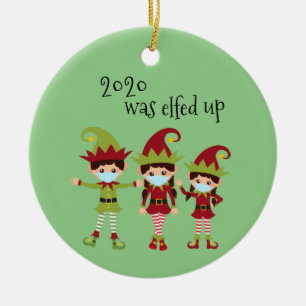 2020 wurde aus Familie 3 Covid Gesichtsmaske Elf E Keramik Ornament