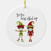 2020 wurde die sonnige Covid-Gesichtsmaske Elf auf Keramik Ornament (Hinten)