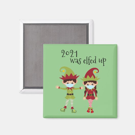 2020 wurde die sonnige Covid-Gesichtsmaske Elf auf Magnet (Vorderseite/Rückseite)