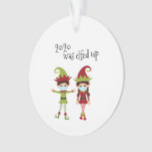 2020 wurde die sonnige Covid-Gesichtsmaske Elf auf Ornament (Vorderseite)