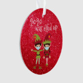 2020 wurde die sonnige Covid-Gesichtsmaske Elf auf Ornament (Vorderseite)