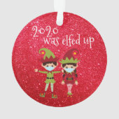 2020 wurde die sonnige Covid-Gesichtsmaske Elf auf Ornament (Rückseite)