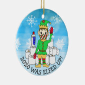 2020 wurde Elf in Facemask erledigt Keramik Ornament (Rechts)