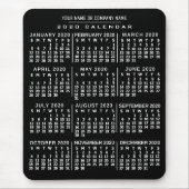 2020 Year Monthly Calendar Black White Custom Name Mousepad (Vorne)