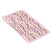 2020 Year Monthly Calendar Blush Pink Colorful Magnet (Rechte Seite)
