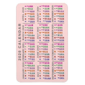2020 Year Monthly Calendar Blush Pink Colorful Magnet (Vertikal)