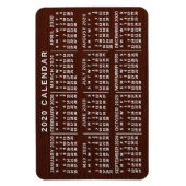 2020 Year Monthly Calendar Brown Wood Grain Simple Magnet (Vertikal)