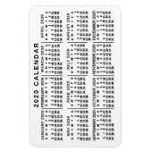 2020 Year Monthly Calendar Classic White and Black Magnet (Vertikal)