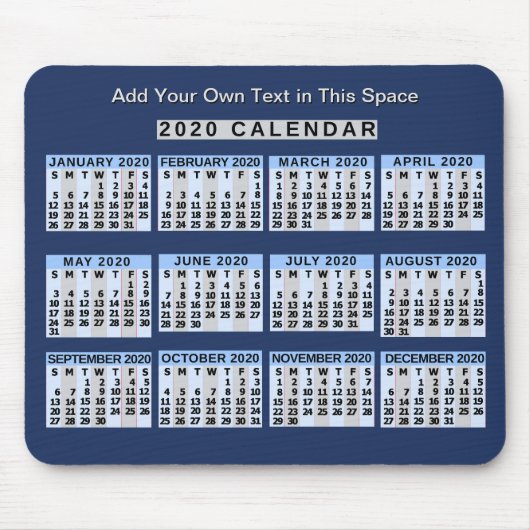 2020 Year Monthly Calendar Easy to Read Business Mousepad (Vorne)