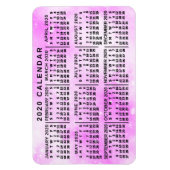 2020 Year Monthly Calendar Pink Watercolor Stars Magnet (Vertikal)