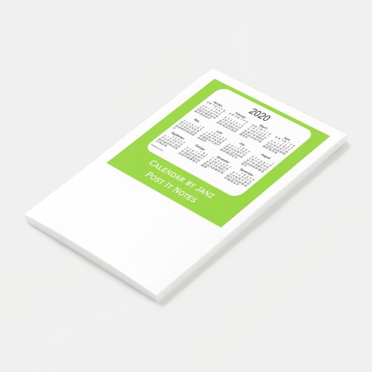 2020 Yellow Green Post It Note Kalender von Janz Post-it Klebezettel (angewinkelt)