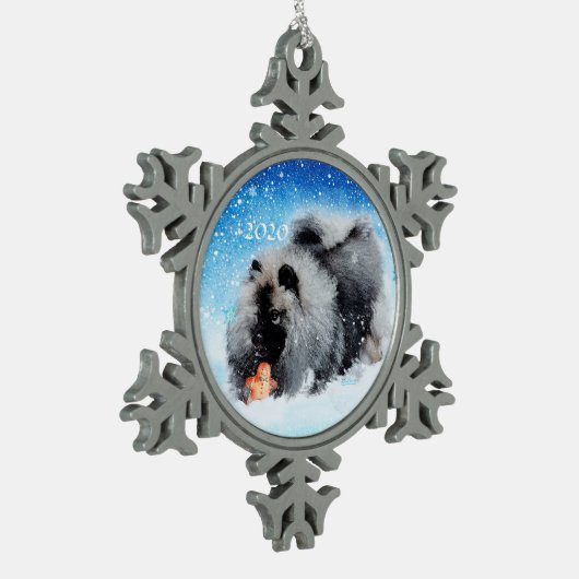 2020 Zwergzunge Schneeflocken Zinn-Ornament (Links)