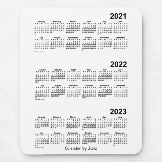 2021-2023 White 3 Year Calendar by Janz Mousepad (Vorne)