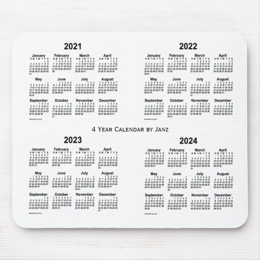 2021-2024 Weißer Vierjahreskalender von Janz Mousepad (Vorne)