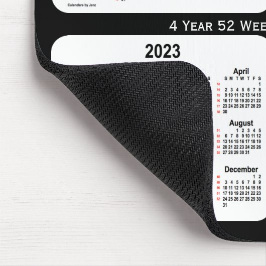 2021-2024 White Neon 52 Weeks Calendar by Janz Mousepad (Ecke)