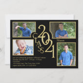 2021 Abschluss-Klasse von Quad Foto Black Einladung (Vorderseite)