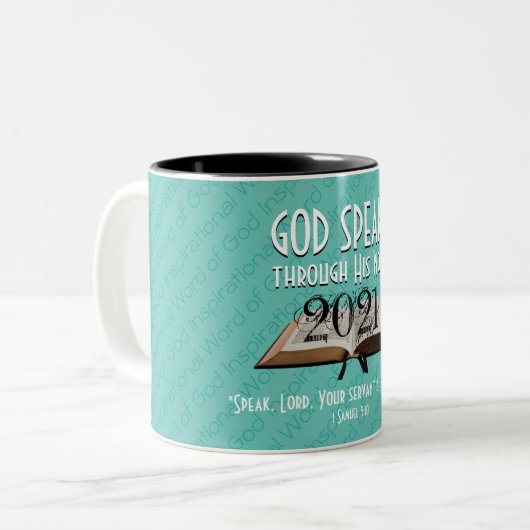 2021 | Aqua | Gottes Word-Bibel | Christlich Zweifarbige Tasse (Vorderseite Links)