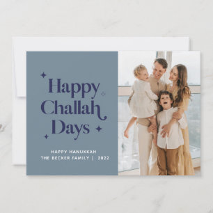 2021 Blaue glückliche Challah-Tage Hanukkah-Foto n Feiertagskarte
