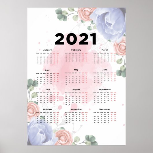 2021 Blumenkalender Poster (Vorne)