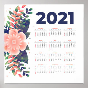 2021 Blumenkalender Poster