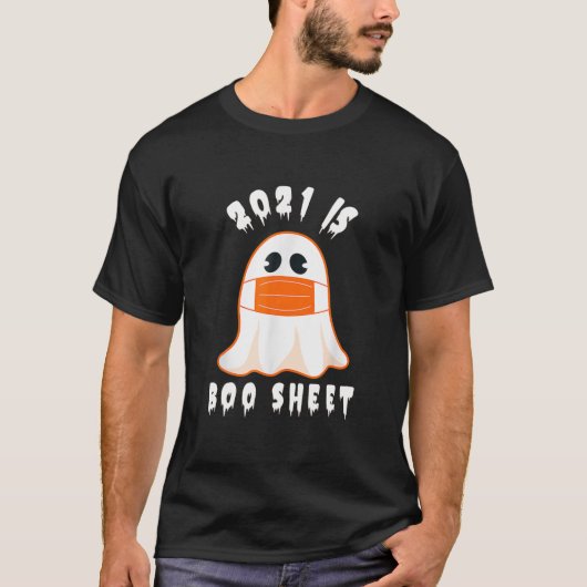 2021 Boo Sheet Funny Halloween Ghost Kostüm Men W T-Shirt (Vorderseite)