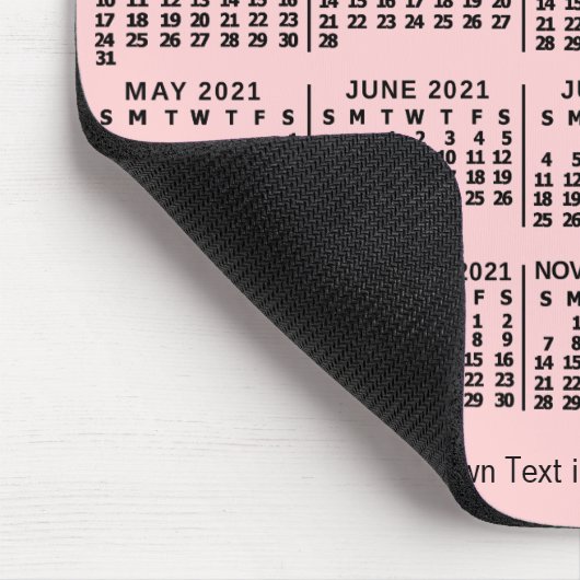 2021 Calendar Pink Personalized Photo Name Bold Mousepad (Ecke)