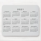 2021 Calendar Simple Gray and Black Mousepad (Vorne)