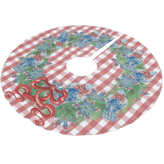 2021 Christmas Blue Ginger Jar  Polyester Weihnachtsbaumdecke (Schrägansicht)