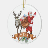 2021 Covid Santa Reindeer Weihnachten im Wasser Keramik Ornament (Links)