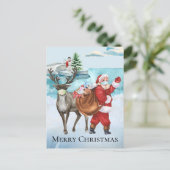 2021 Covid Santa Reindeer Weihnachten im Wasser Postkarte (Stehend Vorderseite)