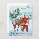 2021 Covid Santa Reindeer Weihnachten im Wasser Postkarte (Vorne/Hinten)