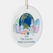 2021 Covid Year wir waren geimpft Impfstoff Keramik Ornament (Rechts)