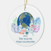 2021 Covid Year wir waren geimpft Impfstoff Keramik Ornament (Links)