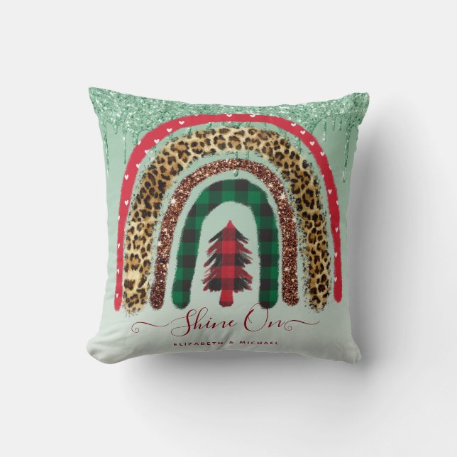 2021 Custom Christmas Rainbow Gold Glitzer Glam Kissen (Vorderseite)