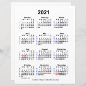 2021 Custom Holiday 52 Week Calendar von Janz (Vorne/Hinten)