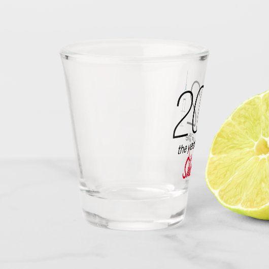 2021 Das Jahr der Shots Funny COVID Schnapsglas (Links)