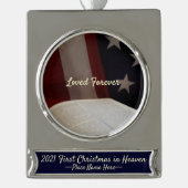 2021 Erstes Weihnachtsfest im Himmel Patriotische  Banner-Ornament Silber (Vorderseite)