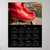 2021 Extravaganter Red Cowboy Boots-Kalender Poster (Vorne)