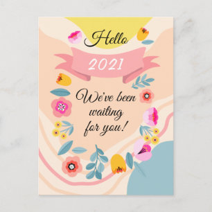 2021 Florales Neujahrs-Quarantäne Feiertagspostkarte