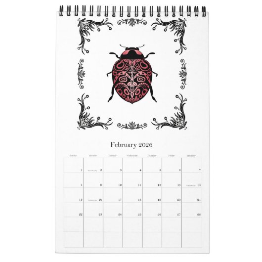 2021 Folk Art Bug Illustration Kalender (Feb 2026)