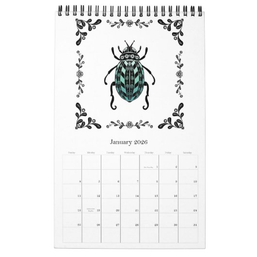 2021 Folk Art Bug Illustration Kalender (Jan 2026)