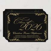2021 Formal-Abschluss der Klassik Black/Gold Einladung (Vorne/Hinten)