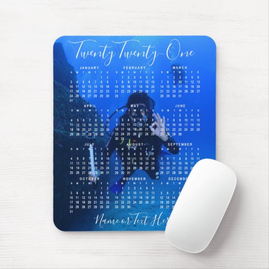 2021 Foto Kalender - Chic Script Mousepad (Mit Mouse)