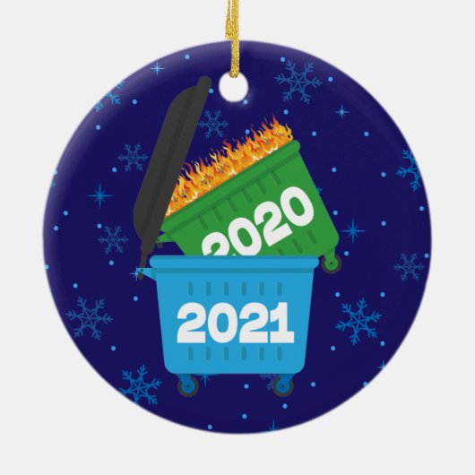 2021 Funny Dumpster Fire Keepake Weihnachten Keramik Ornament (Hinten)