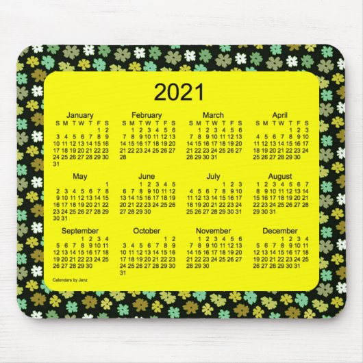 2021 Gelbe Blume Power Kalender von Janz Mousepad (Vorne)