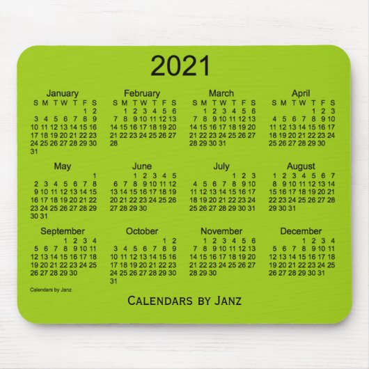 2021 Gelber grüner Kalender von Janz Mouse Pad Mousepad (Vorne)