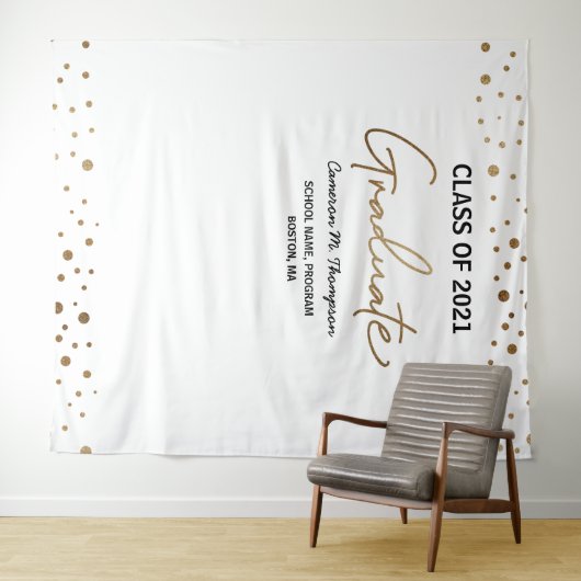 2021 Gold Confetti Abschluss Wandteppich (Beispiel (Horizontal))