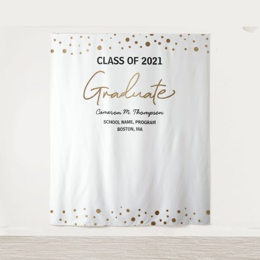 2021 Gold Confetti Abschluss Wandteppich (Vorderseite)